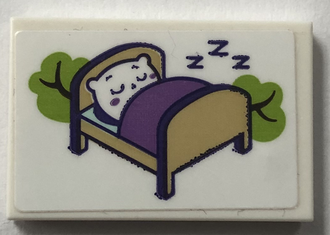 Lego Tile 2 x 3 with Cat Sleeping in Treehouse Bed and 'ZZZ' Pattern (Sticker) - Set 41679