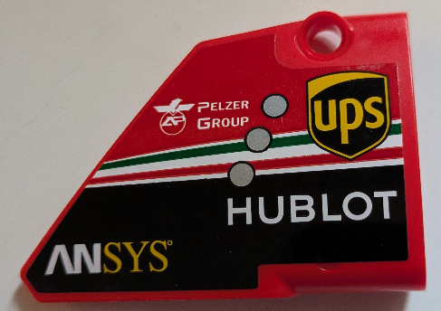 Lego Technic, Panel Fairing #14 Large Short Smooth, Side B with 'PELZER GROUP', 'HUBLOT', 'ANSYS' and UPS Logo Pattern (Sticker) - Set 42125