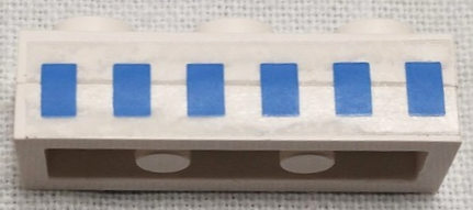 Lego Stickered Assembly 3 x 1 x 2/3 with 6 Blue Rectangles (Ferry Windows) Pattern (Sticker) - Set 1658