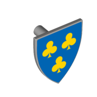 Lego Shield Triangular with 3 Yellow Trefoils on Blue Background Print