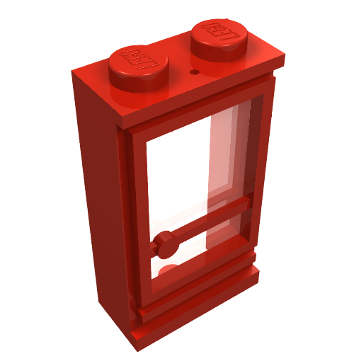 Lego Door 1 x 2 x 3 Right, Solid Stud, Fixed Glass / Red