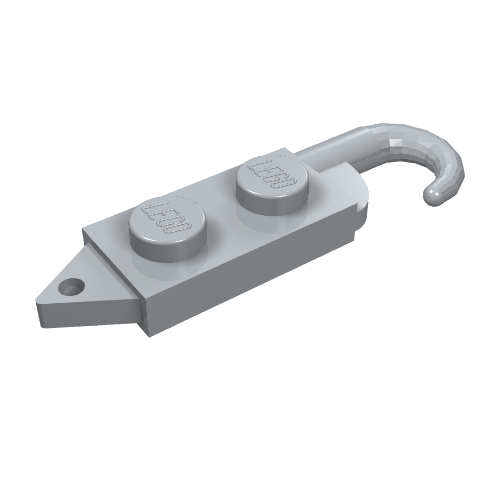 Lego Hook, Plate 1 x 2 with Crane Hook Left / Light Bluish Gray