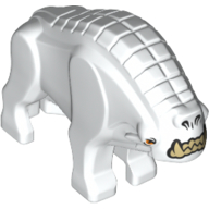 Lego Creature, Corellian Hound with Tan Fangs, Yellow Eyes Print / White