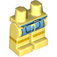 Lego Hips and Bright Light Yellow Legs with Bright Light Blue Apron and Yellow Stripe Print / Bright Light Yellow