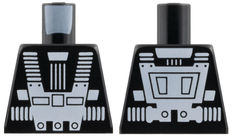 Lego Torso Space White Harness and Chest Panel with Rivets and Back Print Pattern (Blacktron I) / Black