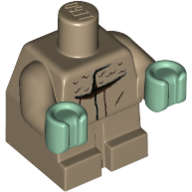 Lego Baby / Toddler Body with Fixed Arms and Sand Green Hands and Robe print (Grogu / The Child / Baby Yoda) / Dark Tan