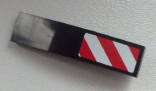 Lego Slope, Curved 4 x 1 with Large Red and White Danger Stripes Pattern (Large Red Corners) Model Right Side (Sticker) - Set 60026