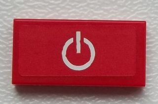 Lego Tile 1 x 2 with Power Button on Red Background Pattern  (Sticker) - Set 60051 / Red