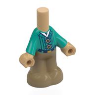 Lego Microdoll Body Pants Dark Tan with Dark Turquoise Striped Shirt print / Warm Tan