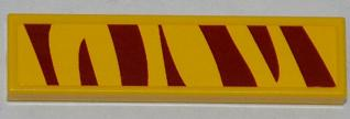 Lego Tile 1 x 4 with Dark Red Tiger Stripes Pattern (Sticker) - Set 5885 / Yellow