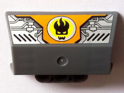 Lego Technic, Panel Engine Block Half / Side Intake with Agents Dr. Inferno Logo and Mechanical Pattern (Sticker) - Set 8636 / Dark Bluish Gray