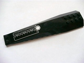 Lego Wedge 16 x 4 Triple Curved with Reinforcements with Silver Panels, Rivets and Filler Cap Pattern Model Right (Sticker) - Set 7787 / Black