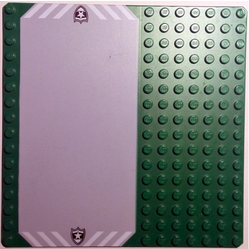 Lego Baseplate 16 x 16 Road / Driveway with Police White Star Badge Print / Green