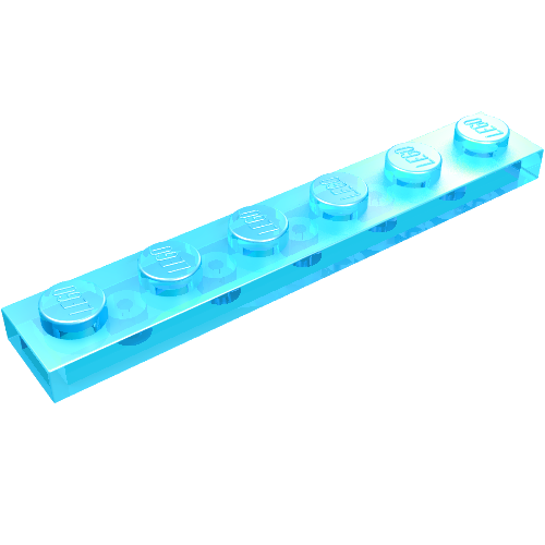 Lego Plate 1 x 6 / Trans-Light Blue