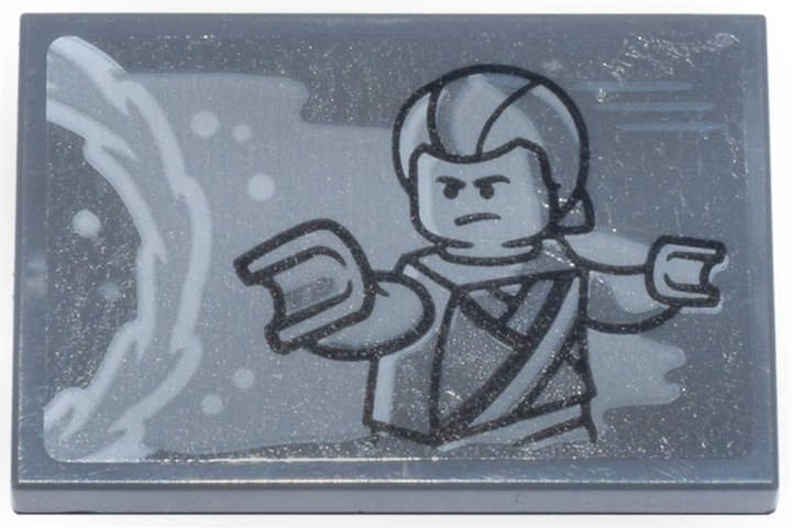 Lego Tile 2 x 3 with Kaecilius and White and Light Bluish Gray Portal Pattern (Sticker) - Set 76218 / Dark Bluish Gray