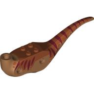 Lego Animal Body Part, Dinosaur, Gallimimus Body with Dark Orange Top with Dark Red Stripes Print / Medium Nougat