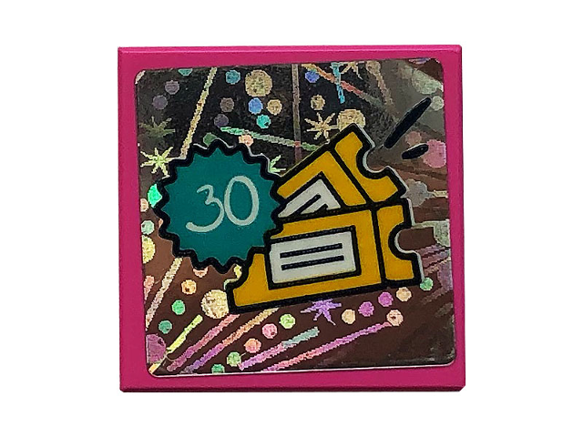 Lego Tile 2 x 2 with Yellow Tickets and Number 30 Pattern (Sticker) - Set 41375