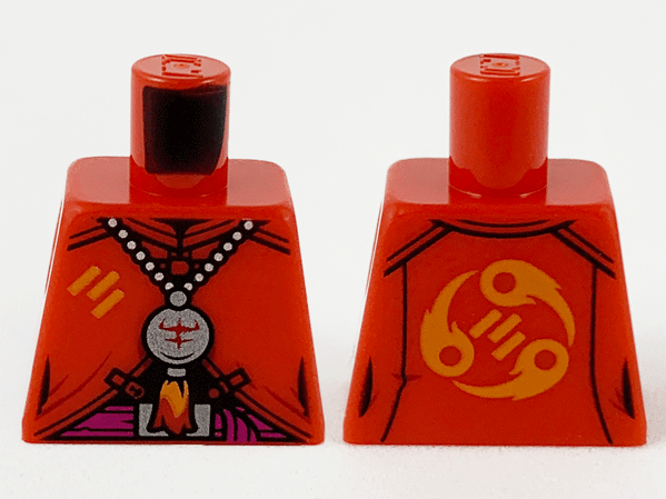 Lego Torso Robe with Medallion on Chain, Tassel and Dark Pink Belt Pattern / Red