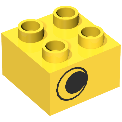 Lego Duplo Brick 2 x 2 with Eye without White Print, on One Side, Offset Left