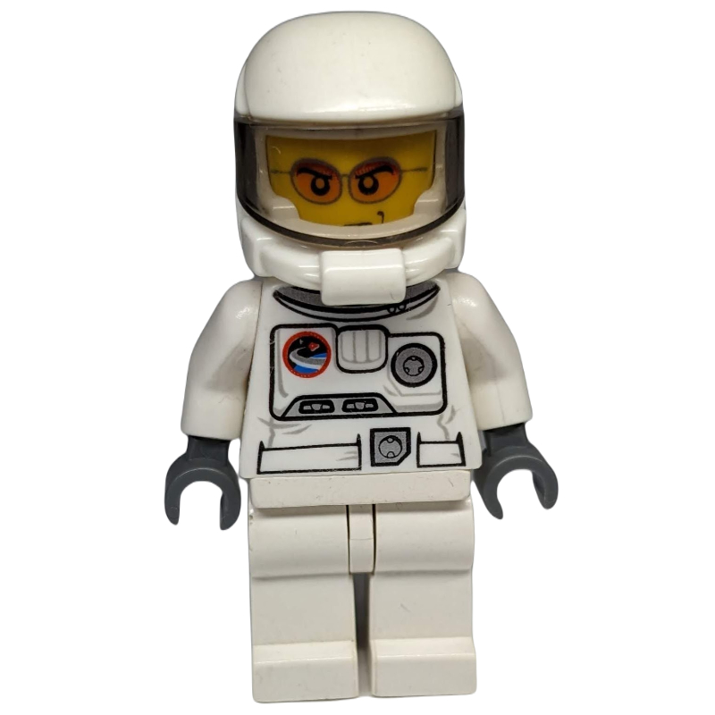 Lego Astronaut, White, Space Helmet with Trans-Brown Visor, Orange Sunglasses (3626b Head)
