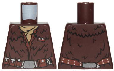 Lego Torso SW Fur Coat, Dark Tan Scarf and Reddish Brown Belt with Silver Buckle Pattern (Han Solo) / Dark Brown