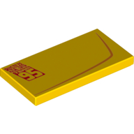 Lego Tile 2 x 4 with Red Line and 95 Print Left / Yellow