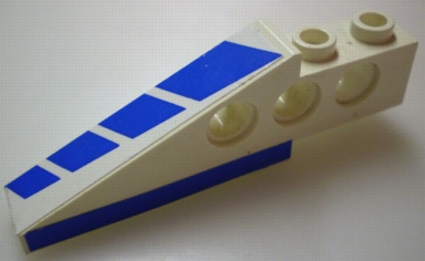 Lego Technic Slope 6 x 1 x 1 2/3 with Blue Stripes and Blue on Bottom Pattern Left (Stickers) - Set 8824