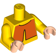 Lego Torso with Orange Overshirt Print, Yellow Arms, Light Nougat Hands / Yellow