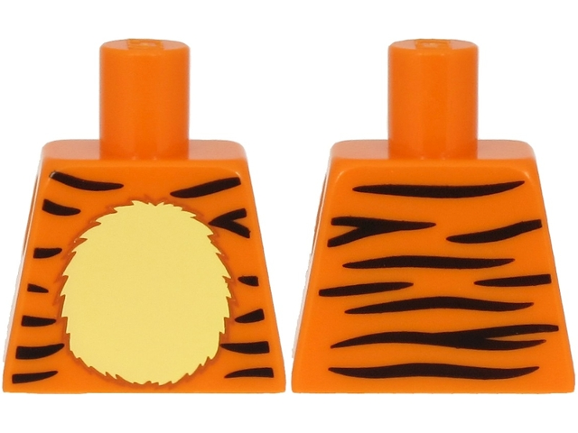 Lego Torso Black Tiger Stripes and Tan Chest Pattern (BAM) / Orange