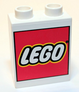 Lego Duplo, Brick 1 x 2 x 2 with LEGO Logo Large Pattern