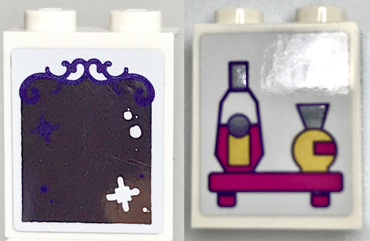 Lego Brick 1 x 2 x 2 with Inside Stud Holder with Vanity Mirror / Bottles on Shelf Pattern (Stickers) - Set 40307