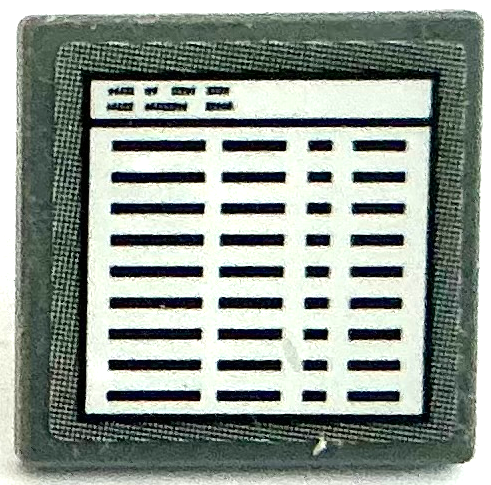 Lego Road Sign 2 x 2 Square with Open O Clip with Computer Screen with Black Lines in White Window Pattern (Sticker) - Set 75883