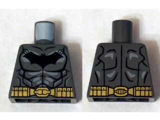 Lego Torso Batman Logo with Muscles, Light Bluish Gray Shadow and Gold Belt Pattern / Dark Bluish Gray