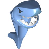 Lego Mask Shark Head with Tail and Fin with Eyes and White Teeth Print / Medium Blue