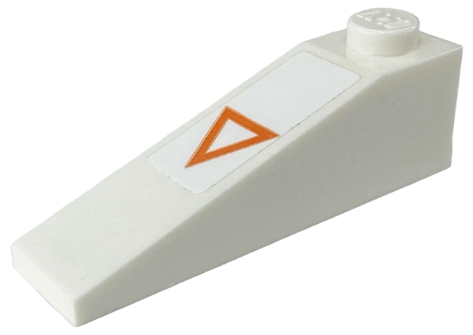 Lego Slope 18 4 x 1 with Orange Triangle Pattern (Sticker) - Set 75275 / White