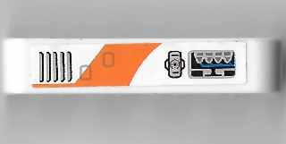 Lego Technic, Liftarm Thick 1 x 5 with Vents, Controls and Orange Curved Stripe Pattern Model Right Side (Sticker) - Set 7646