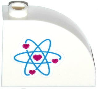 Lego Slope, Curved 3 x 1 x 2 with Hollow Stud with Heart Electron Orbitals Pattern Model Right Side (Sticker) - Set 41116