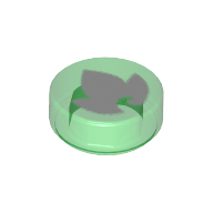 Lego Tile Round 1 x 1 with Earth Power Icon Print / Trans-Green