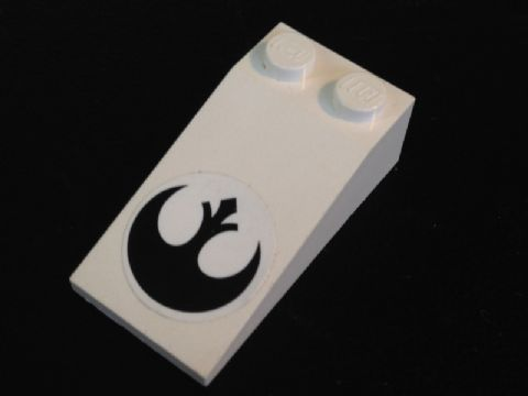 Lego Slope 18 4 x 2 with Black SW Rebel Alliance Symbol Pattern (Sticker) - Set 7754