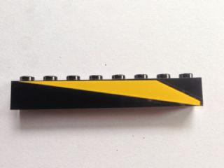 Lego Brick 1 x 8 with Yellow Triangle Pattern Model Left Side (Sticker) - Set 6679-1