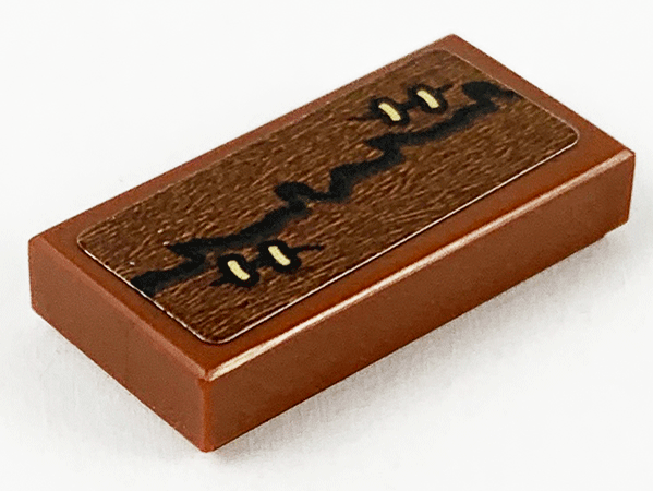 Lego Tile 1 x 2 with Jagged Seam Pattern (Sticker) - Set 75967 / Reddish Brown