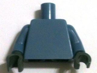 Lego Torso Plain / Sand Blue Arms / Dark Bluish Gray Hands