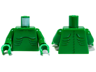 Lego Torso Alien with Skeletal Spine and Ribs Pattern / Green Arms / Green Hands