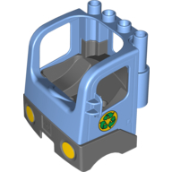 Lego Duplo Truck Semi-Tractor Cab with Dark Bluish Gray Base and Recycling Arrows Print / Medium Blue