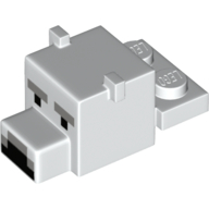 Lego Animal Body Part, Bear Head 1 x 2 with Cube Polar Bear with Pixelated Face Print / White