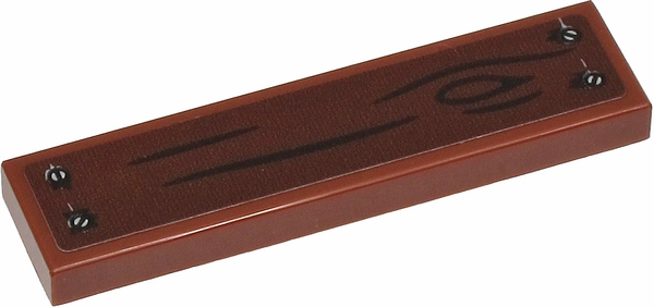 Lego Tile 1 x 4 with Wood Grain and 4 Screws on Dark Brown Background Pattern (Sticker) - Set 40423 / Reddish Brown