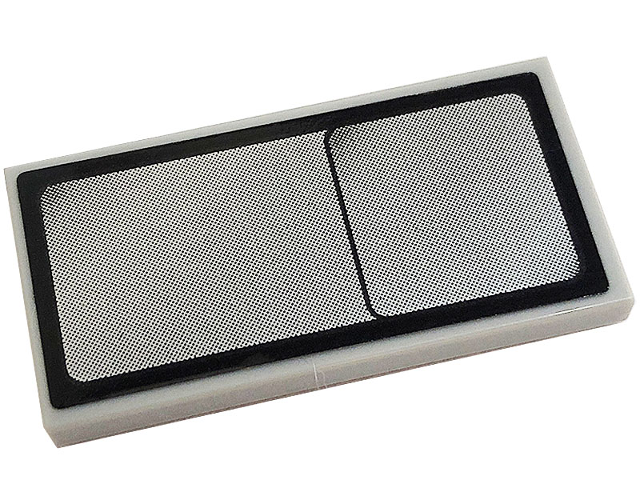 Lego Tile 2 x 4 with Silver Vehicle Mirror with Black Border Pattern (Sticker) - Set 42128 / Light Bluish Gray
