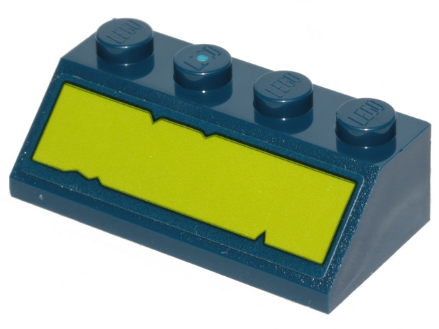 Lego Slope 45 2 x 4 with Lime Stripe with Cut Out Edges Pattern (Sticker) - Set 70839 / Dark Blue