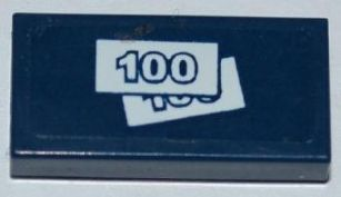 Lego Tile 1 x 2 with 2 '100' Banknotes Pattern (Sticker) - Set 3661