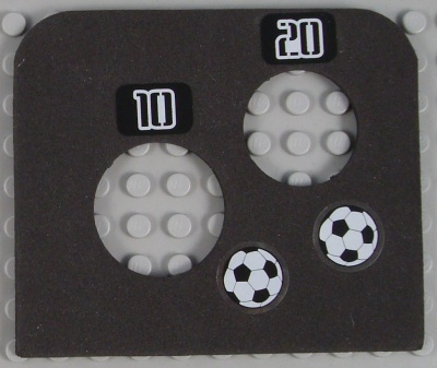 Lego Foam Soccer Target 10 x 9 with Two Holes with Number 10, Number 20 and Two Soccer Balls (Football) Pattern (Stickers) - Set 3423 / Black